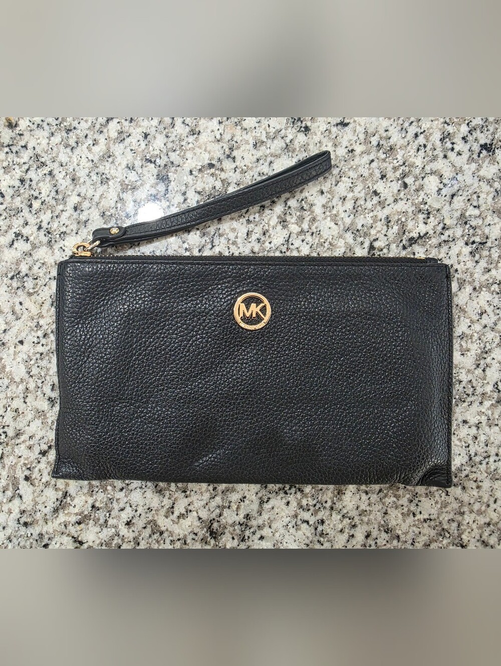 Michael Kors Wristlet Jet Set Travel XL Zip Clutch Black Leather